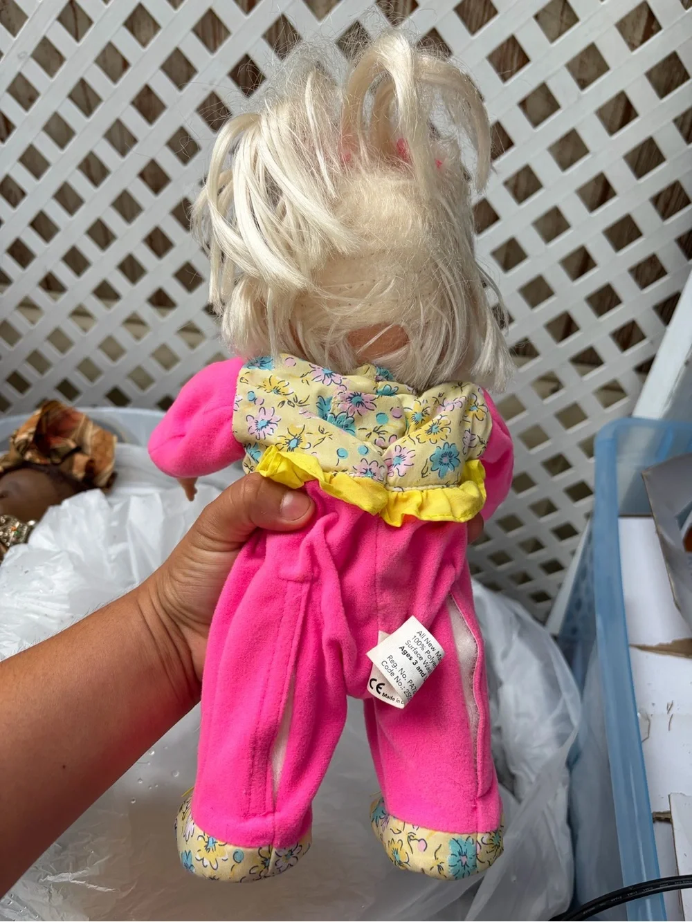 Vintage Pink Floral Romper Baby Doll - Soft Plush Play Doll